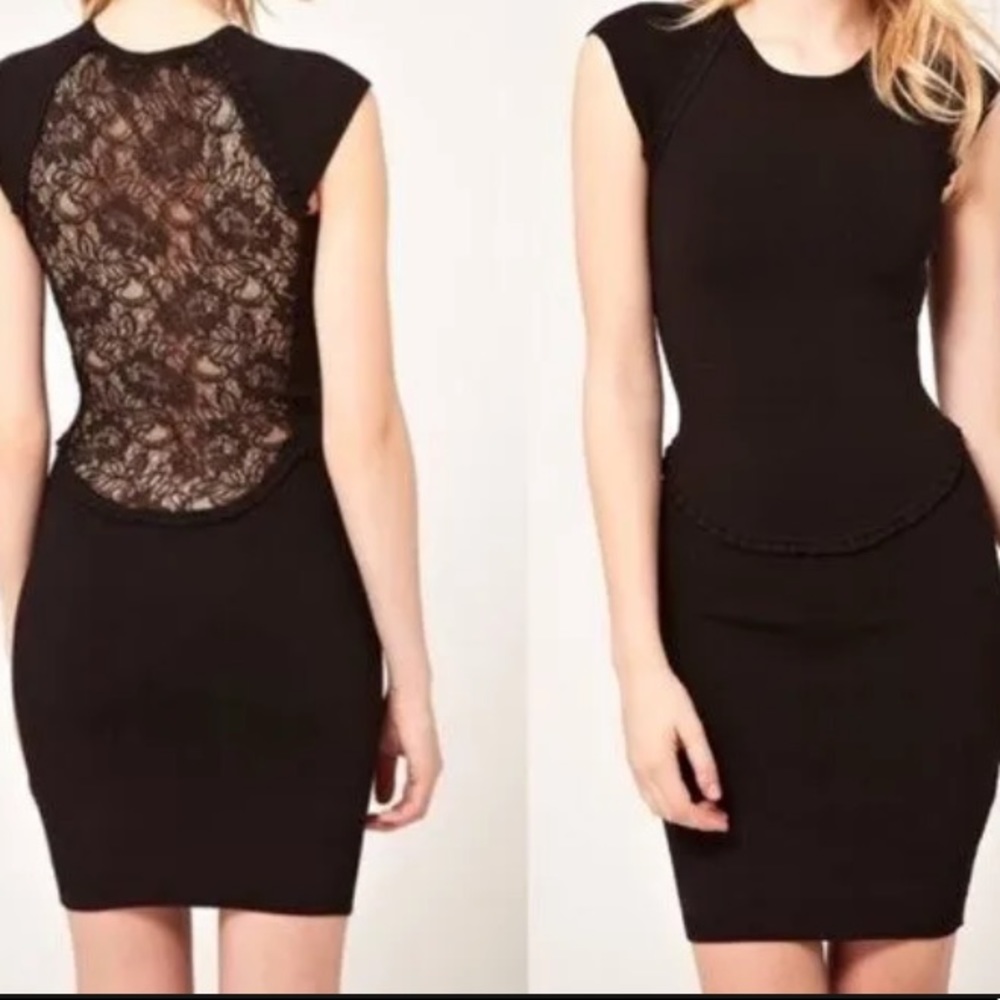 French Connection Bodycon Black Lace Dress